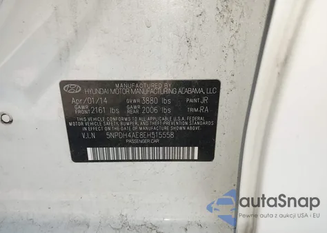 2014 Hyundai Elantra Se from USA, damaged, VIN 5NPDH4AE8EH515558